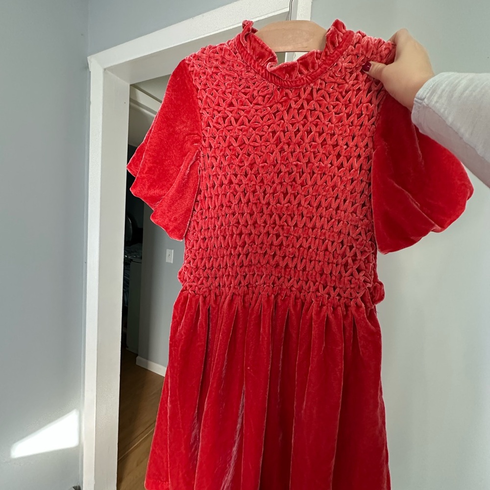 Free People Gum Drop Mini Dress Velvet Mocked Neck Tangerine XL NWT